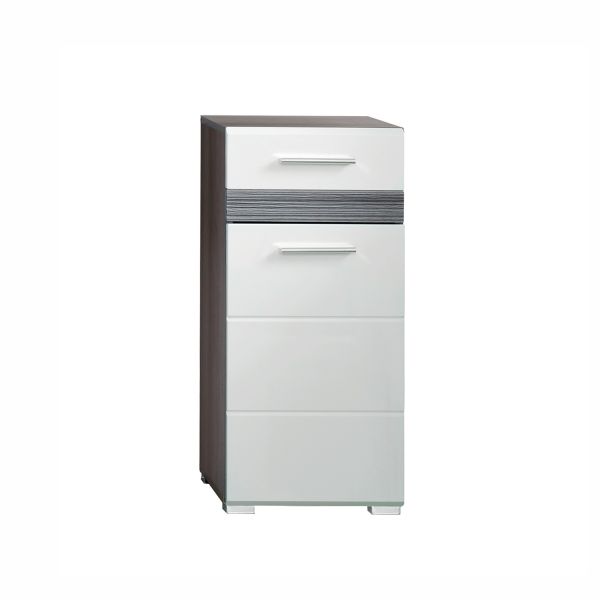 Bathroom cabinet SET-ONE 37x31xH81cm, white gloss/dark grey