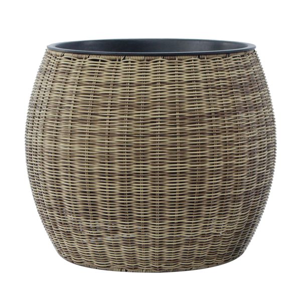 Planter WICKER D48xH40cm, light brown