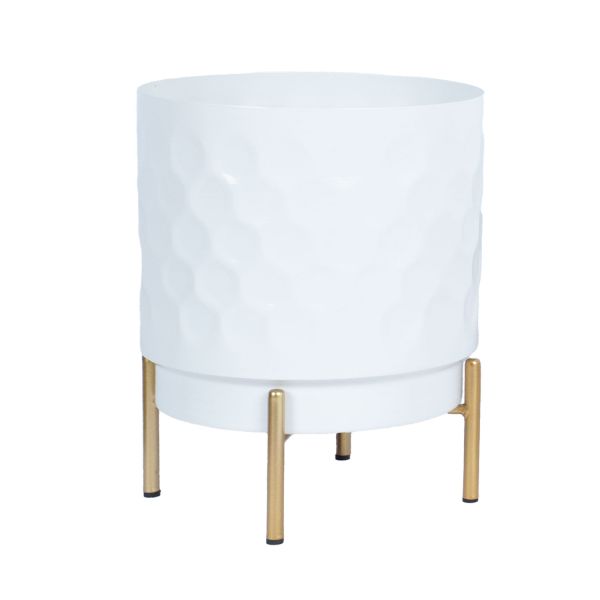 Цветочный горшок DEIA D21xH26см, белый/золотистый