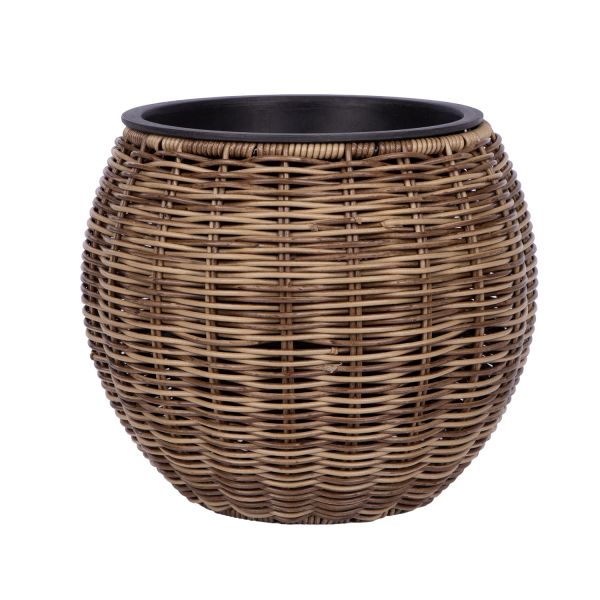 Planter WICKER D26xH22cm, light brown
