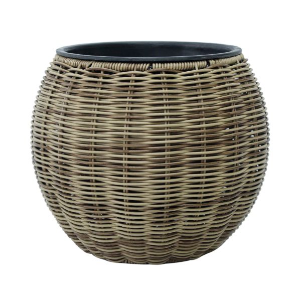 Planter WICKER D26xH22cm, light brown