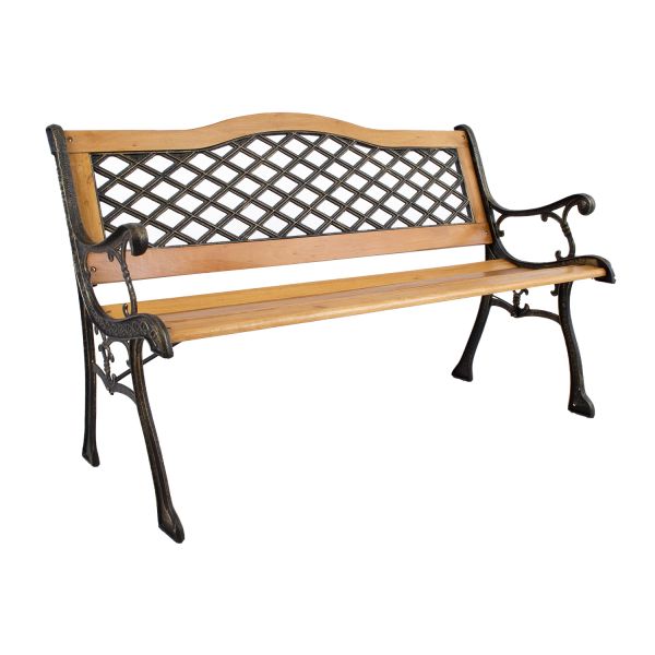 Dārza sols CARTAGO 126x61xH84,5cm, koka sēdeklis, čuguna rāmis