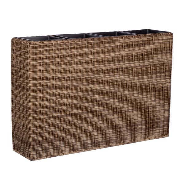 Flower box WICKER 89x24xH60cm, light brown