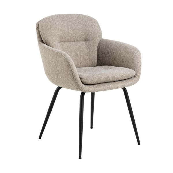 Ēdamistabas krēsls DORA ar roku balstiem, bēšs