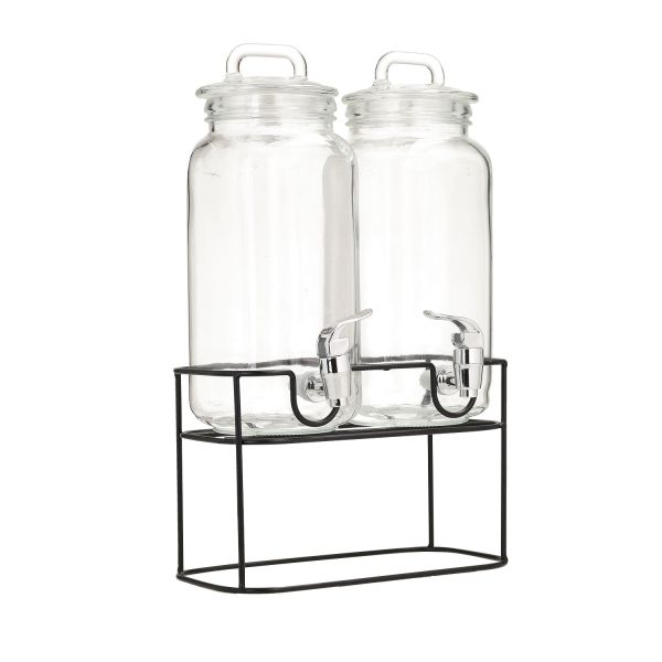 Glass jar TWIN 2x2,3L, with a stand