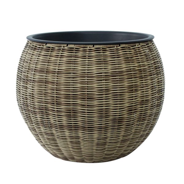 Planter WICKER D40xH32cm, light brown