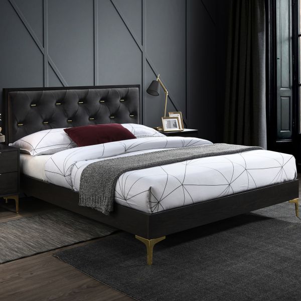 Bed POEM with mattress HARMONY DUO 160x200cm, dark grey