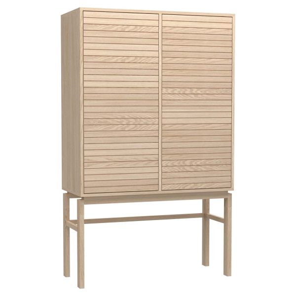 Vitrīnas skapis LINLEY 90,8x40xH150cm, bēšs