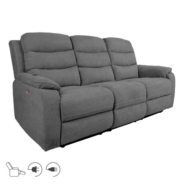 Reglainera dīvāns MIMI 3-vietīgs ar elektrisko mehānismu, pelēks