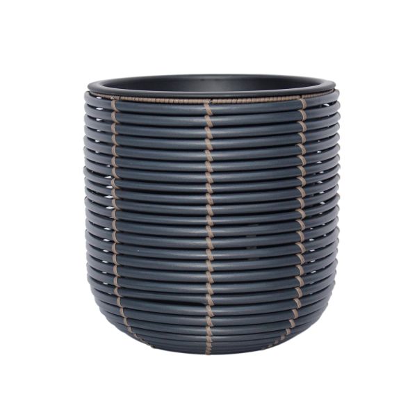 Planter WICKER D27xH28cm, black/brown