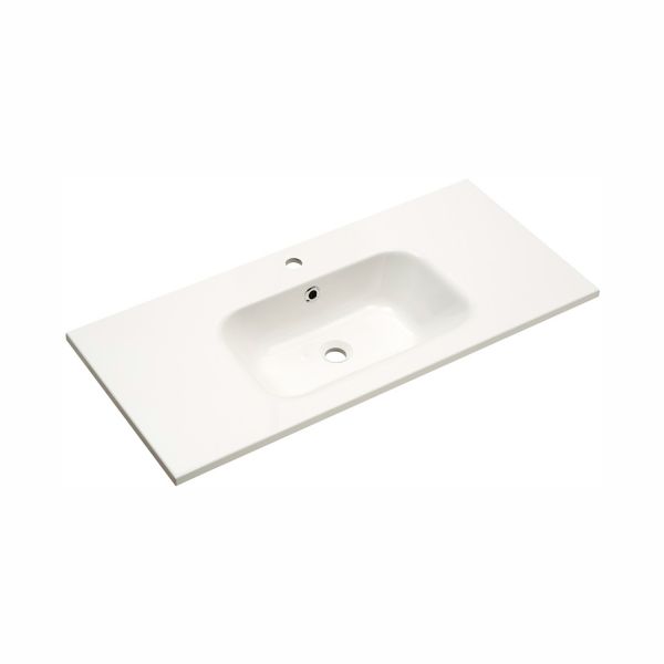 Mineral marble washbasin 980, 101x46xH2cm, white