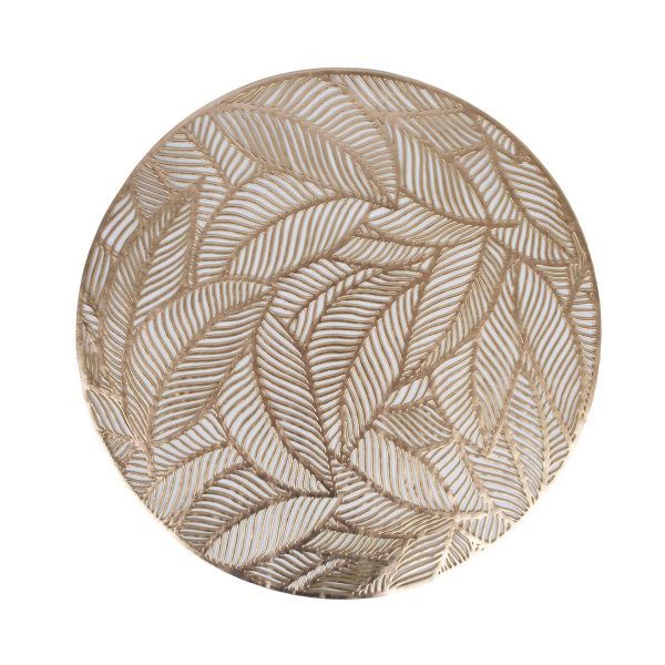 Placemat ROUND LEAF D38cm, golden