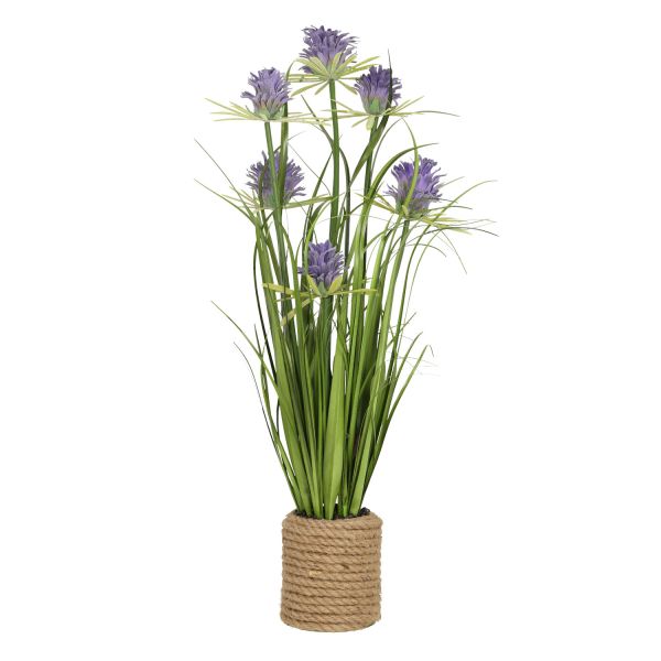 Mākslīgais zieds IN GARDEN H70cm, violeta krizantēma, zāle ar podiņu