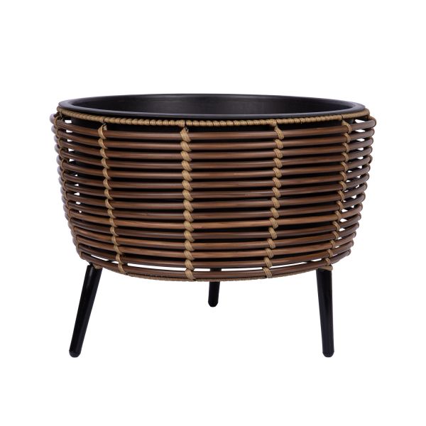 Planter WICKER 44x44xH34cm, brown