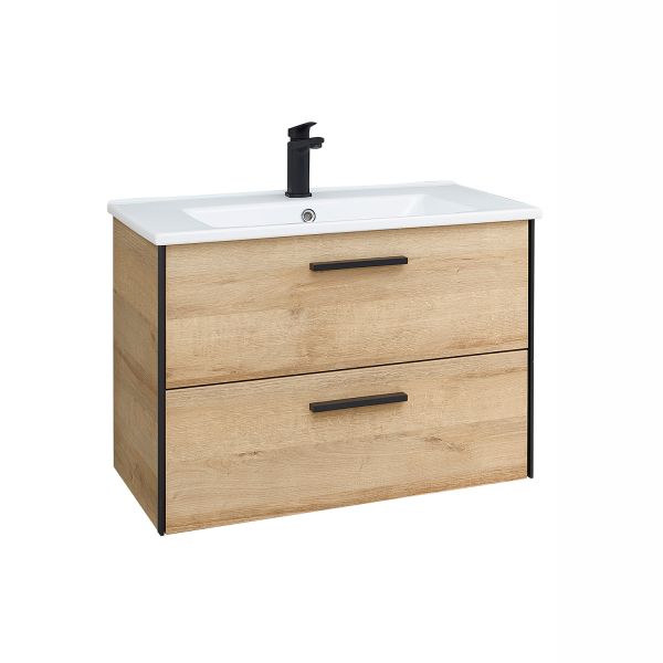Washbasin cabinet with washbasin 395, 72x45xH54cm, oak/black