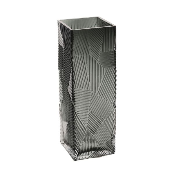 Vase ZANA 10x10xH30cm, grey glass