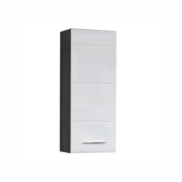 Wall cabinet LINE 30x31xH80cm, grey/white gloss