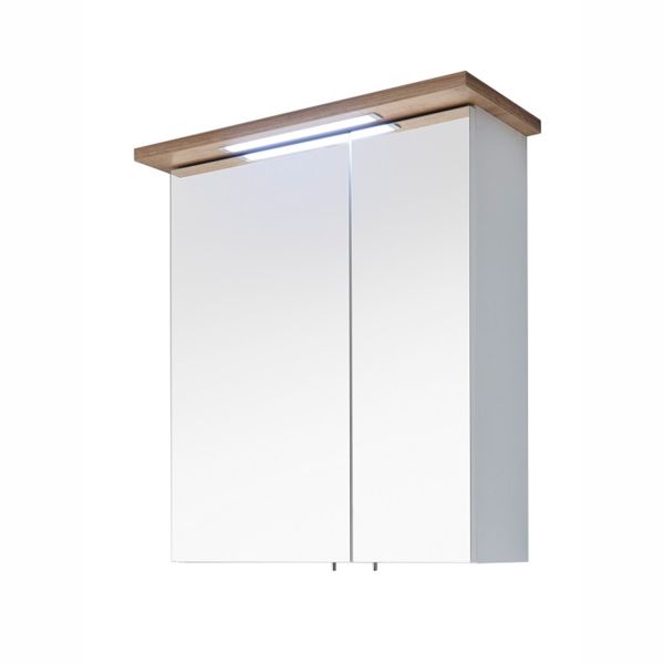Mirror cabinet with LED lighting 84-I, 60x20xH72cm, white / oak