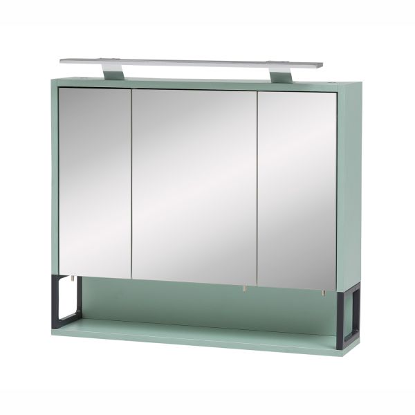 Mirror cabinet with LED lighting LIMONE 70x16xH61-68cm, mint green