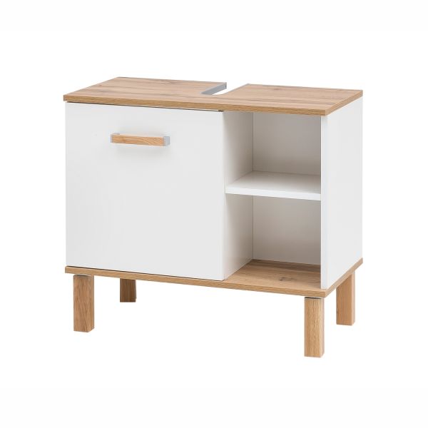 Washbasin cabinet PADUA 65x35xH60cm white gloss/oak