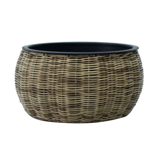 Planter WICKER D37xH19cm, light brown