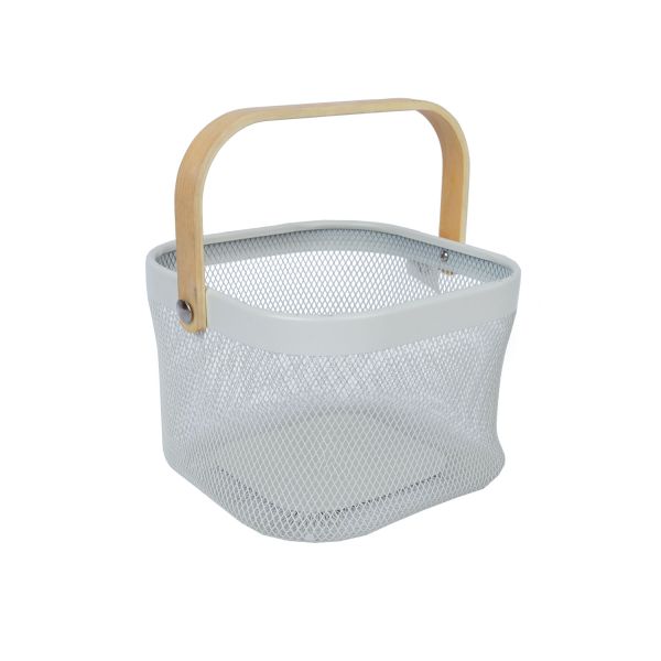 Basket OTTO 21x23xH14cm, with handle, white
