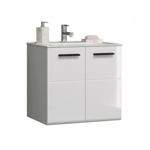 Washbasin cabinet with washbasin RIVA 62x47xH59cm, white high gloss