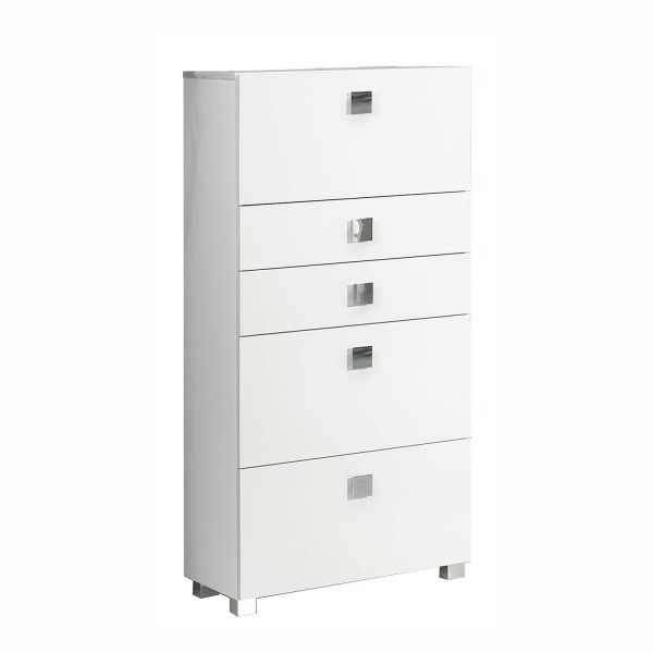 Tall bathroom cabinet QUADRA 65x35xH134cm, white