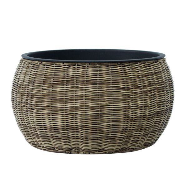 Planter WICKER D48xH26cm, light brown