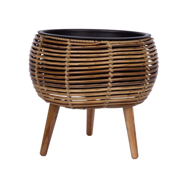 Planter WICKER 37x37xH35cm, light brown