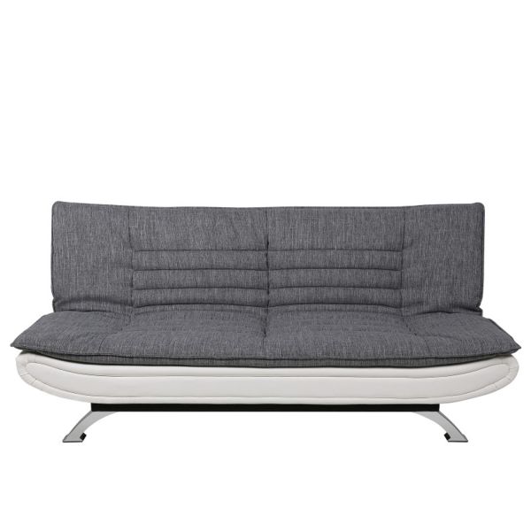 Dīvāns gulta FAITH 196x98xH91cm, pārklājuma materiāls: audums / ādas aizvietotājs, krāsa: pelēka / balta, kājiņas: metāl