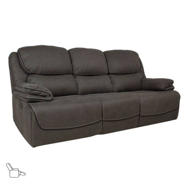 Recliner sofa GORDY 3-seater with manual mechanism, grey