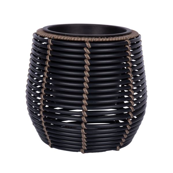 Plant holder WICKER D28xH26cm, black/brown