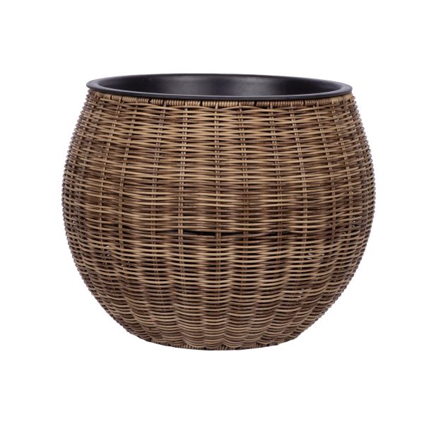Planter WICKER D40xH32cm, light brown