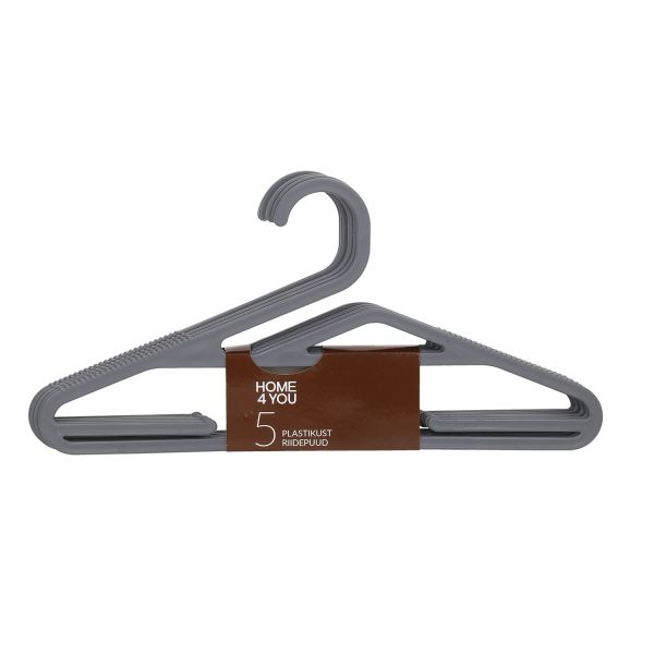 Hangers 5 pcs, plastic, dark gray