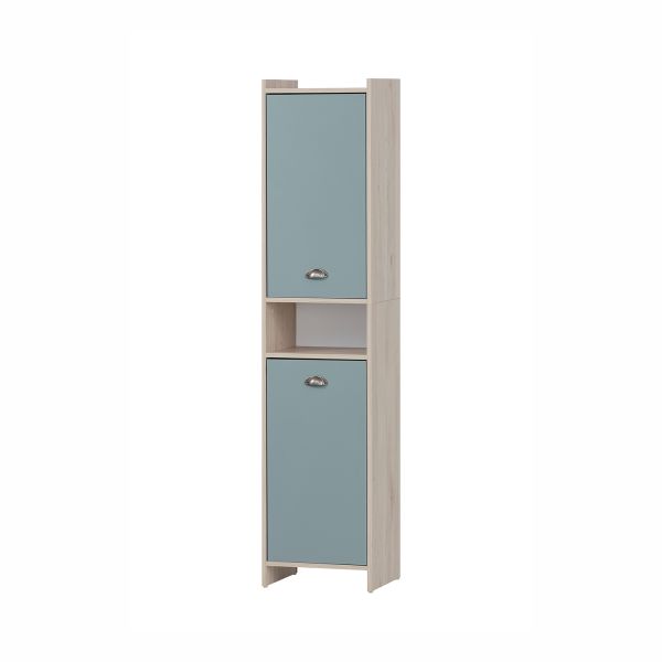 Bathroom cabinet LINDHOLM 40x33xH176cm, sand oak/blue