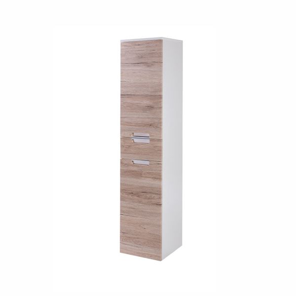 Tall bathroom cabinet MARS 33x36xH159cm, oak/white gloss