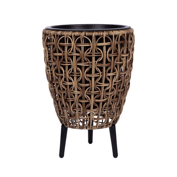 Planter WICKER 28x28xH42cm, brown