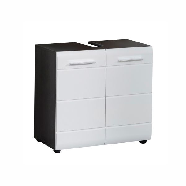 Washbasin cabinet LINE 60x34xH56cm, grey/white gloss