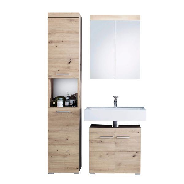 Bathroom set AMANDA with cupboard, wild oak