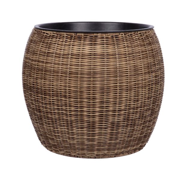 Planter WICKER D48xH40cm, light brown