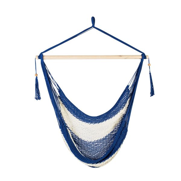 Šūpuļkrēsls CARINA zilā un baltā svītrainām