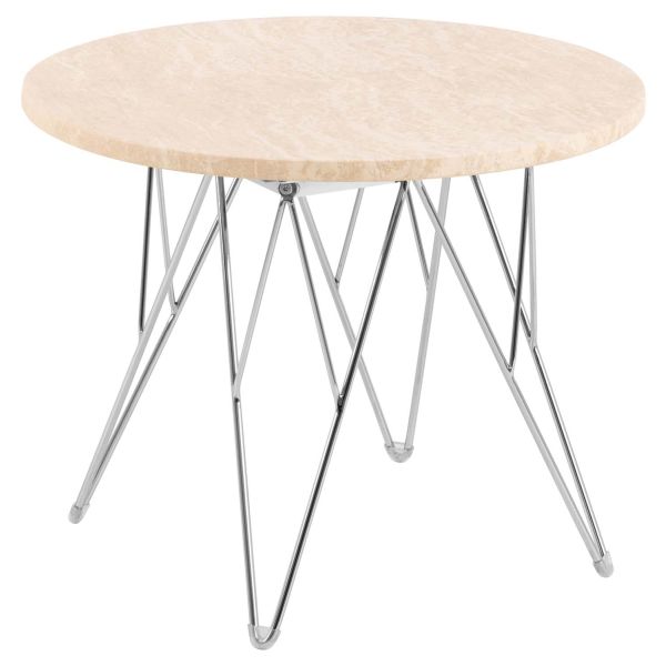 Sānu galdiņš PRUNUS D55xH41,4cm, bēšs/hroms