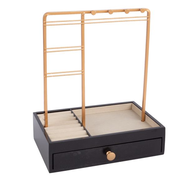 Jewelry stand LARA, with a drawer, black