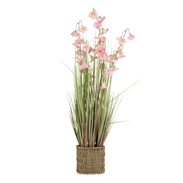 Mākslīgais zieds IN GARDEN H87cm, violets pulkstenītis, zāle ar podiņu