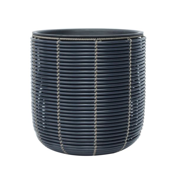 Planter WICKER D35xH36cm, black/brown