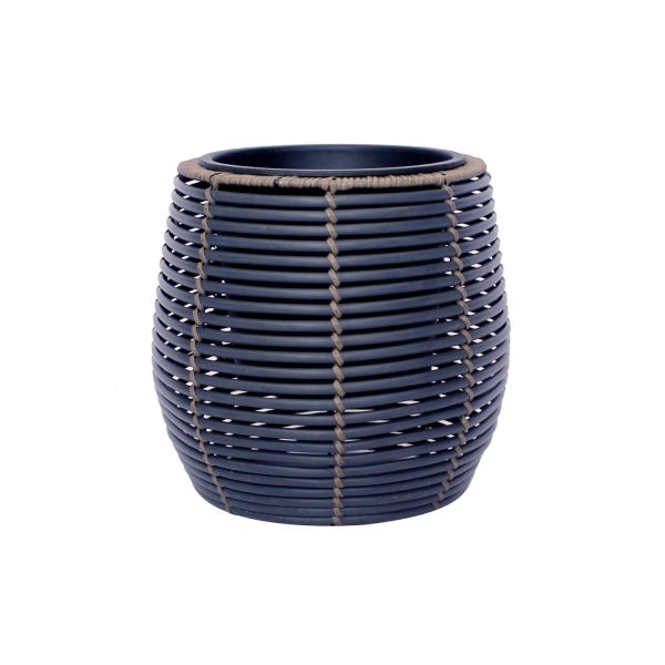 Plant holder WICKER D28xH26cm, black/brown