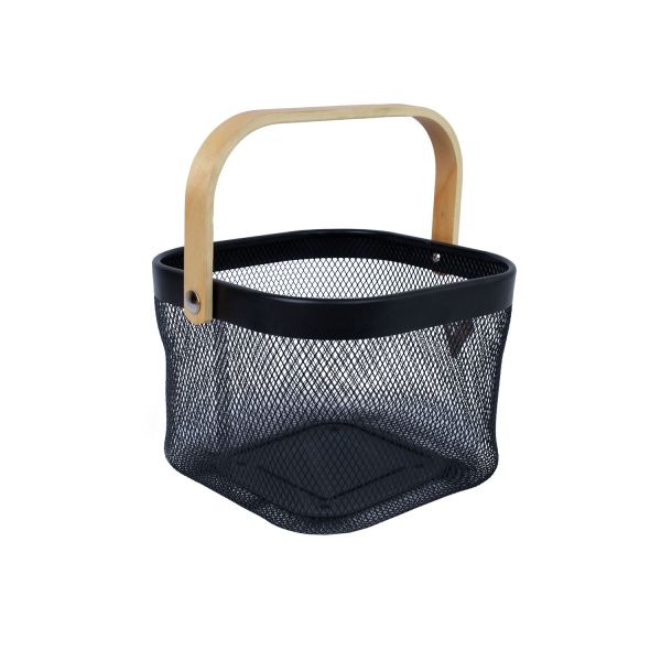 Basket OTTO 21x23xH14cm, with handle, black