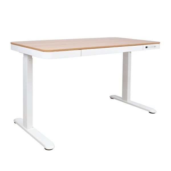 Desk ERGO with 1 motor 120x60xH72-121cm, oak/white