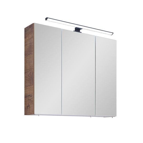 Mirror cabinet with LED lighting 76-II, 75x20xH70cm, dark oak